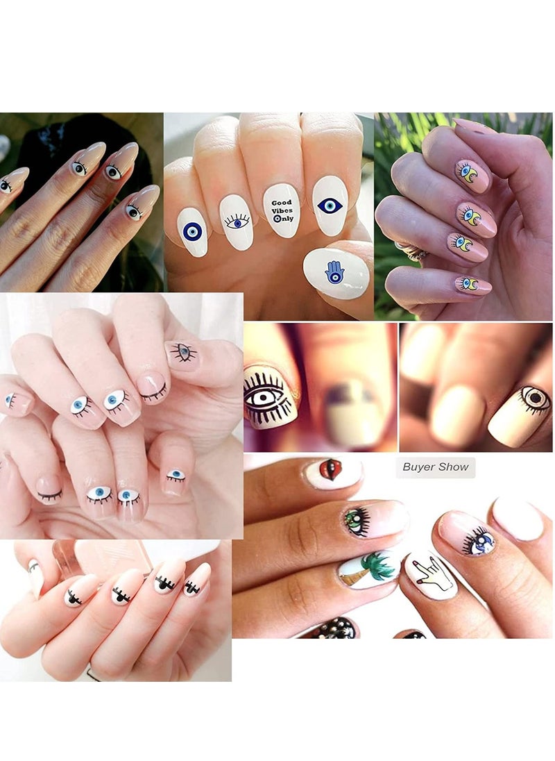 Excefore Nail Art Stickers Evil Eye, DIY Nail Art Supplies Self Adhesive Witch Nail Art Decals for Women Girls Nail Decoration Designer, French Nail Tattoos 9 Pieces  - Image 3