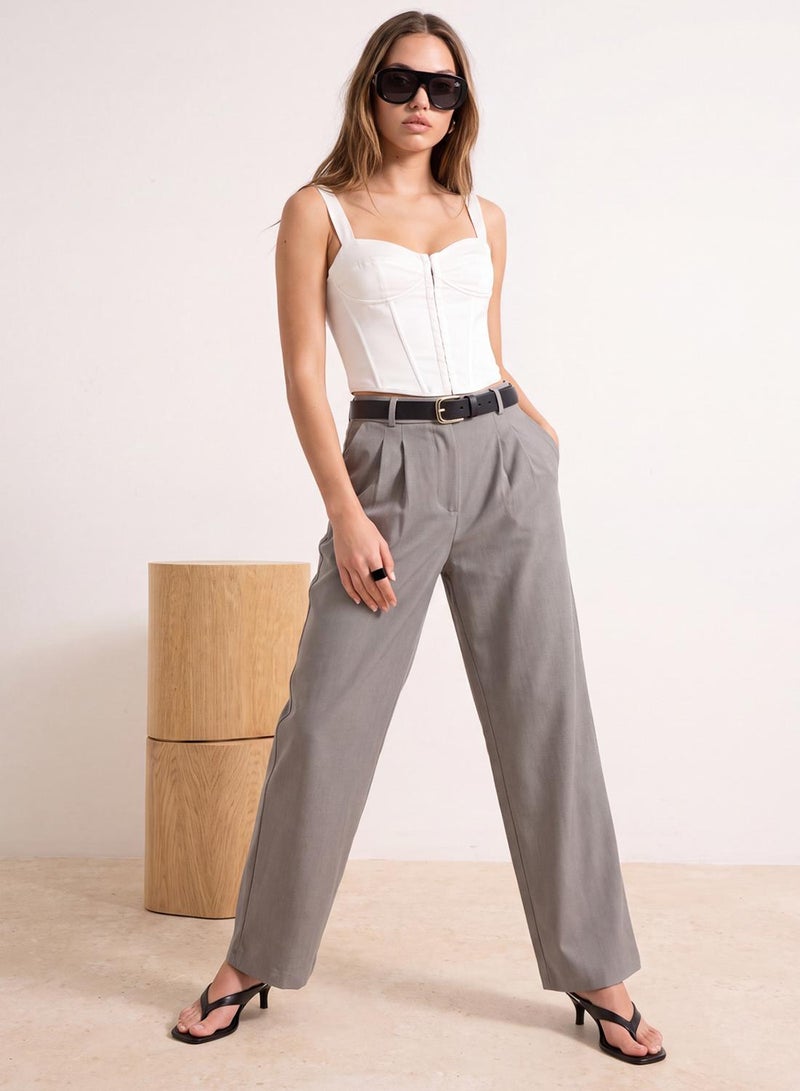 trendyol High Waist Ribbed Flare Leggings - Spanish Leg, Elastic Waist, - Image 1