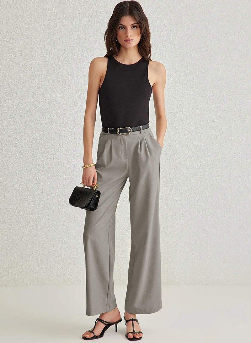 trendyol High Waist Ribbed Flare Leggings - Spanish Leg, Elastic Waist, - Image 3