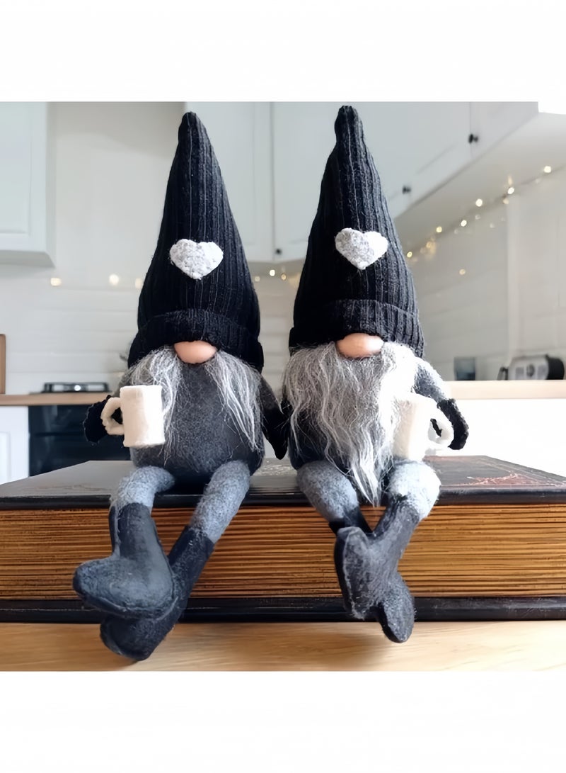 GGEROU 2 Pack Coffee Gonk Gnome Plush, Handmade Coffee Swedish Gnomes for Coffee Bar or Home Kitchen Decor,Black - Image 1