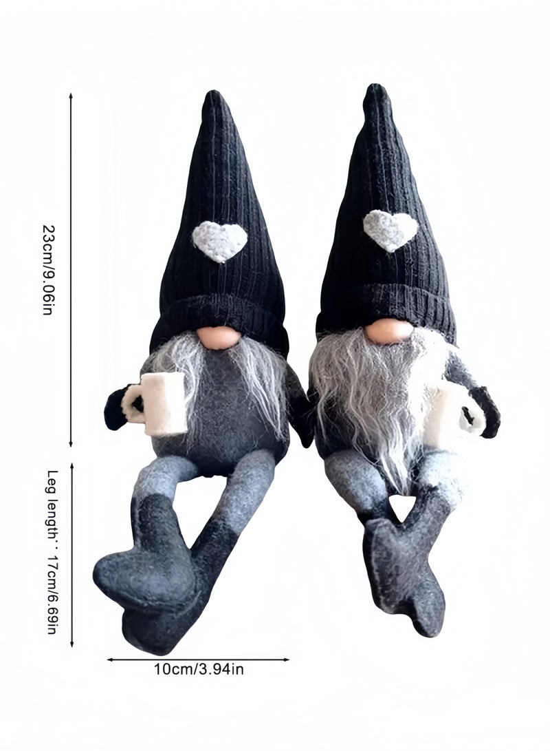 GGEROU 2 Pack Coffee Gonk Gnome Plush, Handmade Coffee Swedish Gnomes for Coffee Bar or Home Kitchen Decor,Black - Image 2