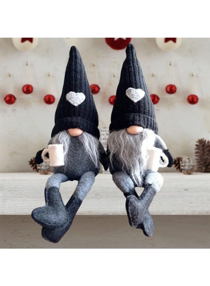 GGEROU 2 Pack Coffee Gonk Gnome Plush, Handmade Coffee Swedish Gnomes for Coffee Bar or Home Kitchen Decor,Black - Image 3