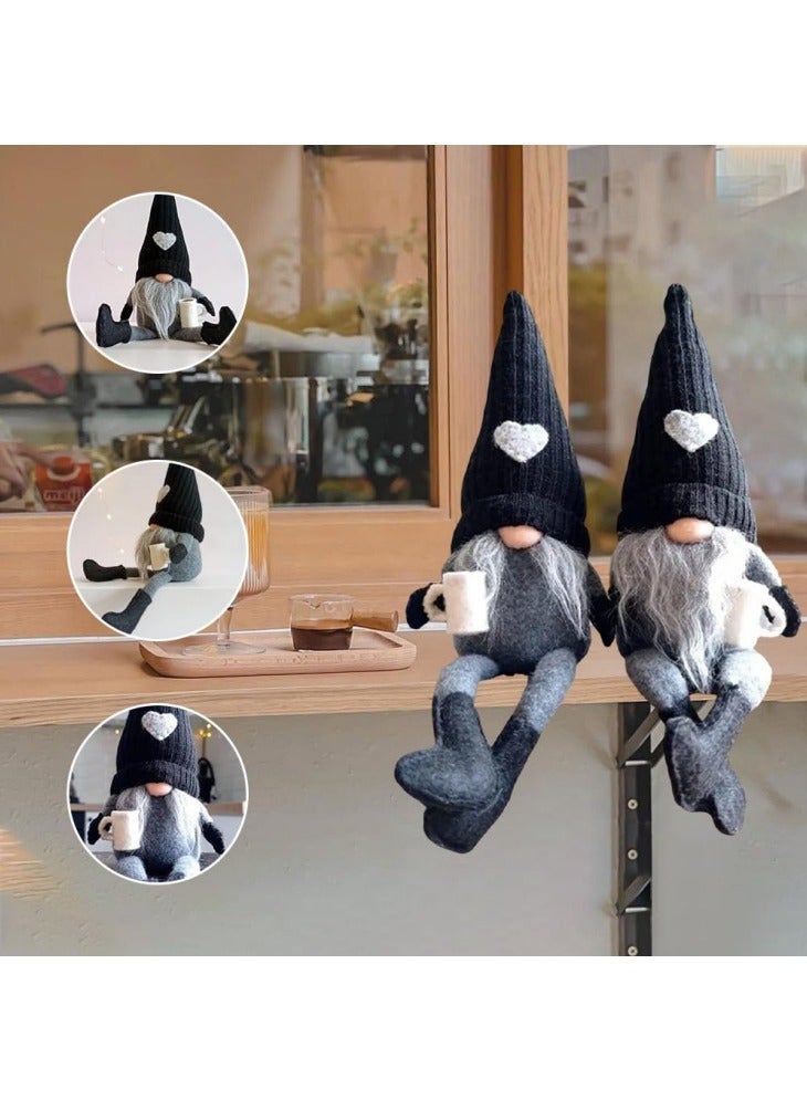 GGEROU 2 Pack Coffee Gonk Gnome Plush, Handmade Coffee Swedish Gnomes for Coffee Bar or Home Kitchen Decor,Black - Image 4