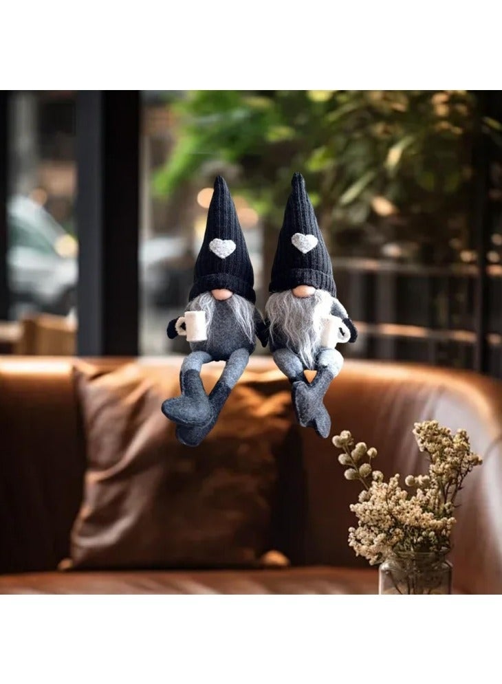 GGEROU 2 Pack Coffee Gonk Gnome Plush, Handmade Coffee Swedish Gnomes for Coffee Bar or Home Kitchen Decor,Black - Image 5