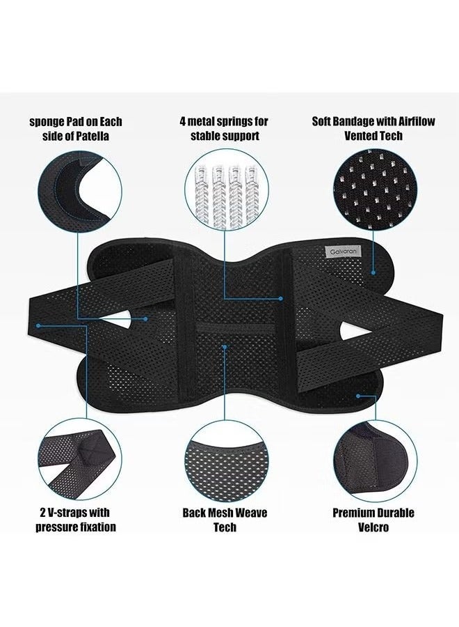 دعامة الركبة مع مثبتات جانبية لتمزق الغضروف المفصلي آلام الركبة ACL MCL التهاب المفاصل التعافي من الإصابات ، دعم الركبة القابل للتنفس القابل للتعديل للرجال والنساء (أسود ، 1 قطعة) - Image 4
