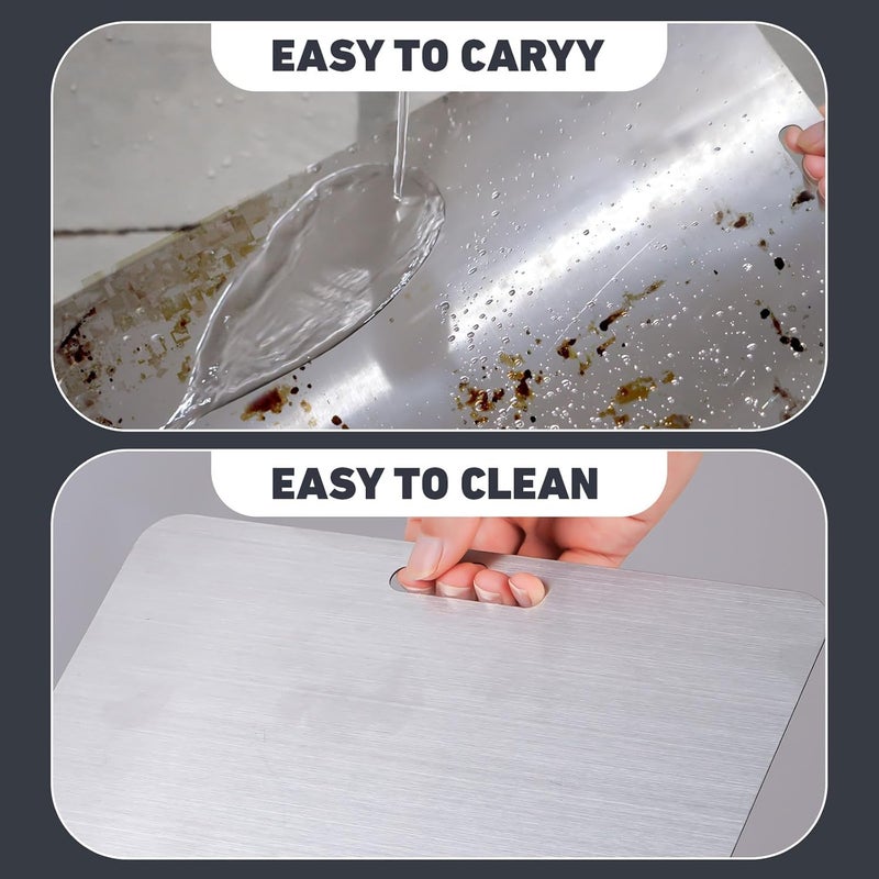 Belothi 304 Stainless Steel Cutting Board, non toxic cutting boards for kitchen, Dishwasher Safe and Hygienic Heavy Duty Chopping Board for Meat Vegetable Fruit(15"x 11",13"x 9",10"x 6") - Image 4