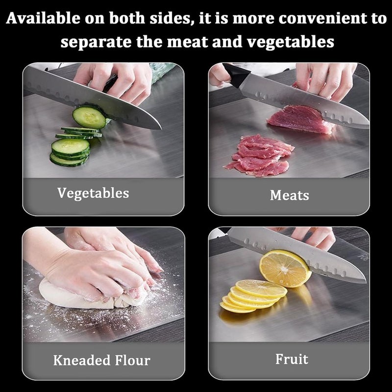 Belothi 304 Stainless Steel Cutting Board, non toxic cutting boards for kitchen, Dishwasher Safe and Hygienic Heavy Duty Chopping Board for Meat Vegetable Fruit(15"x 11",13"x 9",10"x 6") - Image 2