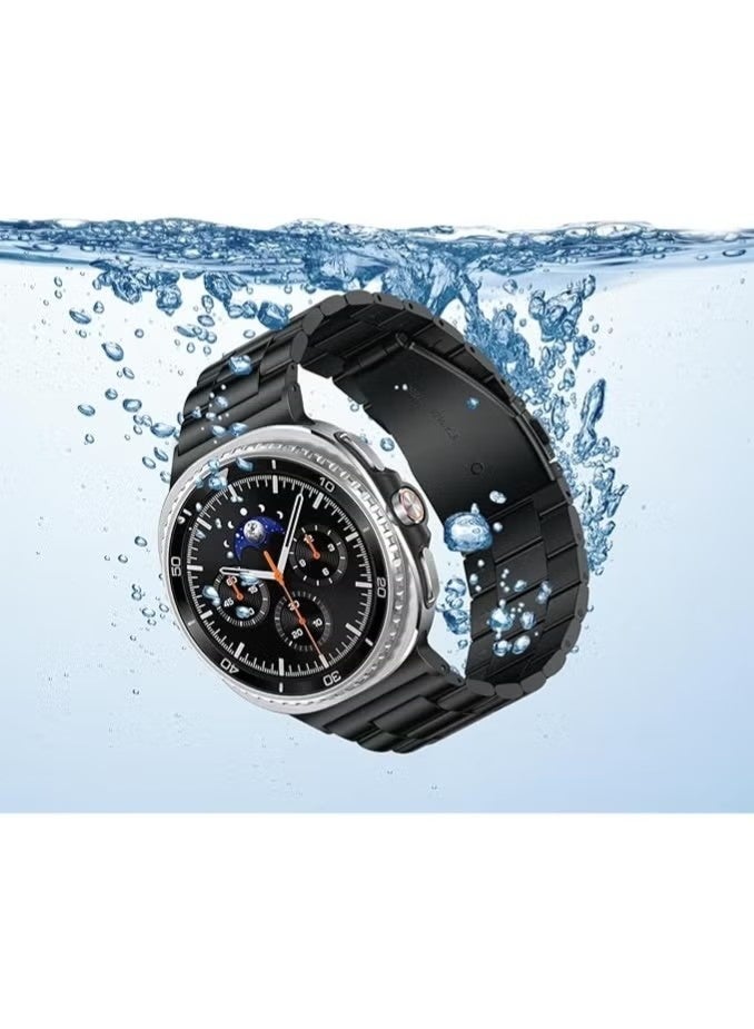 Stainless Steel Band Compatible with Samsung Galaxy Watch 8 Band 44mm 40mm/Watch 8 Classic Band 46mm Solid Metal Link Bracelet with Butterfly Clasp Classic Business Strap - Image 5