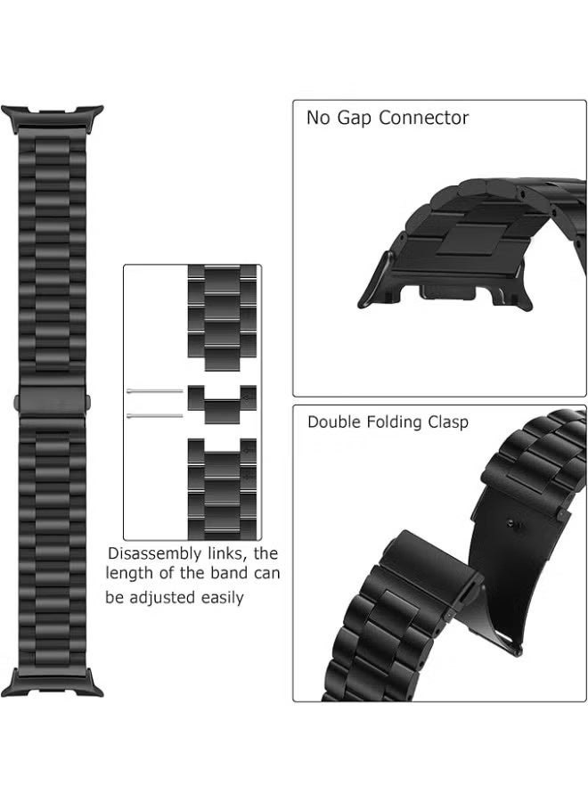 Stainless Steel Band Compatible with Samsung Galaxy Watch 8 Band 44mm 40mm/Watch 8 Classic Band 46mm Solid Metal Link Bracelet with Butterfly Clasp Classic Business Strap - Image 3
