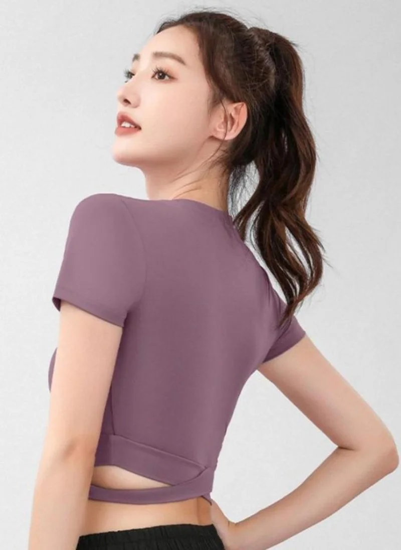 YUNIQEE Brown Solid Regular Crop Top