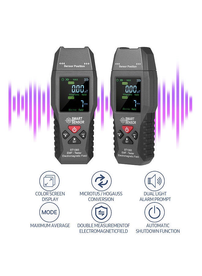 SMART SENSOR - SMART SENSOR ST1393 EMF Meter Electromagnetic Field EMF Detector  Handheld Mini Digital LCD Electromagnetic Field Radiation Tester - Image 1