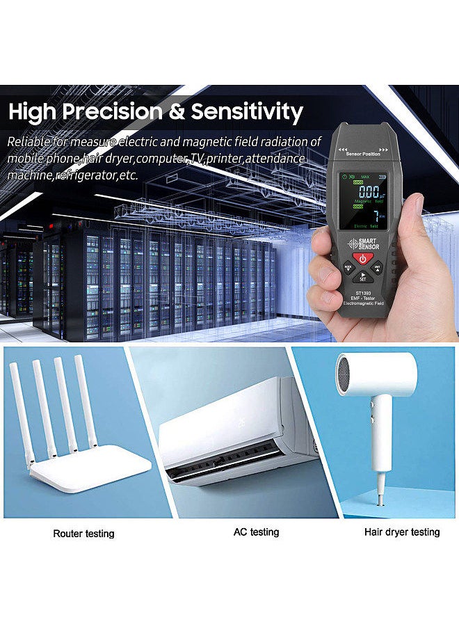 SMART SENSOR - SMART SENSOR ST1393 EMF Meter Electromagnetic Field EMF Detector  Handheld Mini Digital LCD Electromagnetic Field Radiation Tester - Image 1