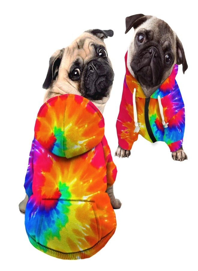 Howilath Dog Sweaters with Hat, Tie-dye Rainbow Soft and Warm Sweater for Small to Large Dogs & Cats - S - Image 1
