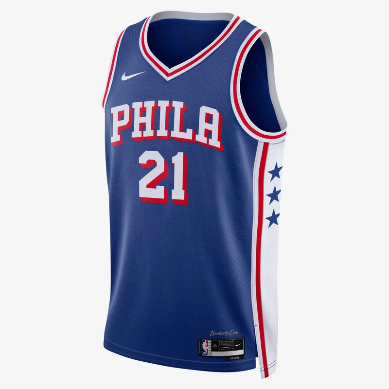 Men's NBA 23/24 Joel Embiid Philadelphia 76ers Icon Edition Replica Swingman Basketball Jersey