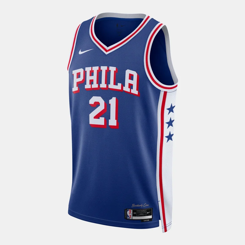 Men's NBA 23/24 Joel Embiid Philadelphia 76ers Icon Edition Replica Swingman Basketball Jersey