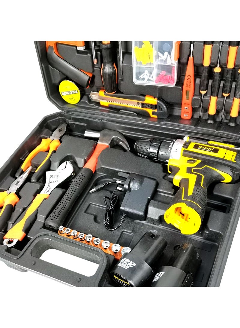 روكسون مجموعة أدوات روكسون عالية الجودة مكونة من 59 قطعة بطارية ليثيوم أيون 12 فولت، 1300 مللي أمبير في الساعة، 220-240 فولت 50-60 هرتز مع صندوق أدوات 59 قطعة - RX12VCD - Image 5