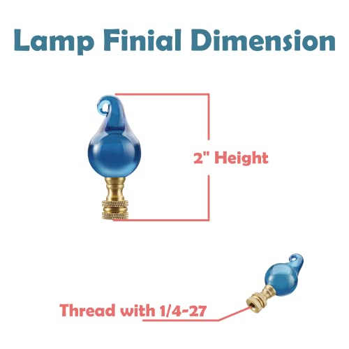 Aspen Creative 24016 Blue Glass Lamp Finial in Solid Brass Finish, 2 1/2" Tall (1 Pack) - Image 3
