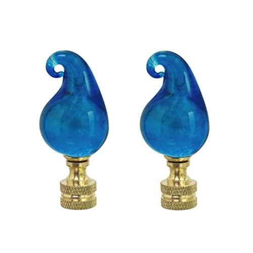 Aspen Creative 24016 Blue Glass Lamp Finial in Solid Brass Finish, 2 1/2" Tall (1 Pack) - Image 1