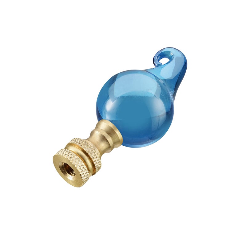 Aspen Creative 24016 Blue Glass Lamp Finial in Solid Brass Finish, 2 1/2" Tall (1 Pack) - Image 2