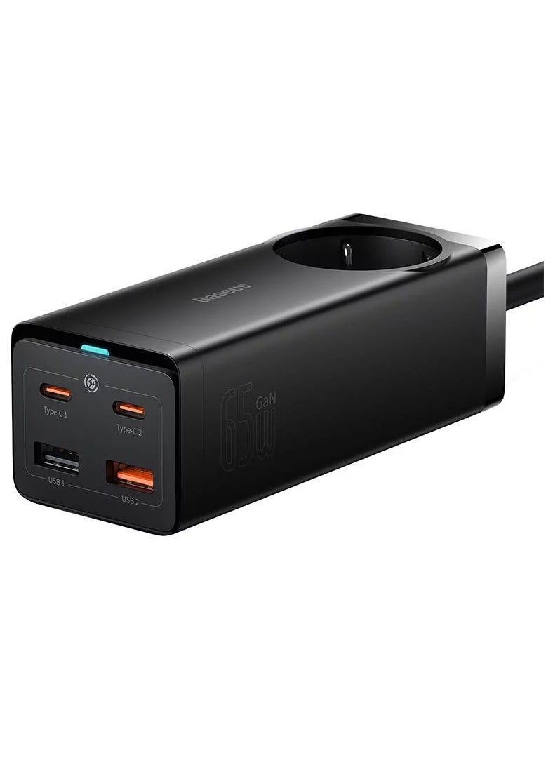 Baseus - "Baseus GaN3 Pro Desktop Powerstrip AC+2U+2C 65W EU Black (Include：Baseus Xiaobai series fast charging Cable Type-C  to Type-C 100W(20V/5A) 1m Black）" - Image 1