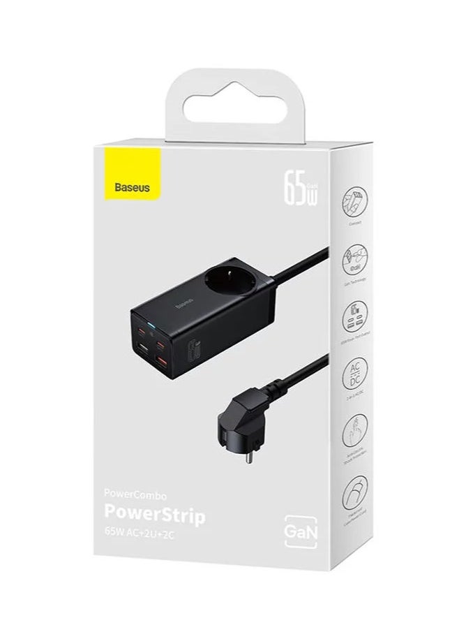 Baseus - "Baseus GaN3 Pro Desktop Powerstrip AC+2U+2C 65W EU Black (Include：Baseus Xiaobai series fast charging Cable Type-C  to Type-C 100W(20V/5A) 1m Black）" - Image 1