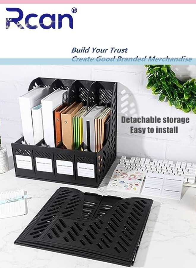 ركان رف ملفات قابل للفصل من 4 شبكات قابل للفصل بشريط بلاستيكي سميك صندوق ملفات مقسم متعدد الوظائف صندوق تخزين بيانات سطح المكتب ومقصورة تخزين مناسبة للمدرسة والمكتب والمنزل - Image 1