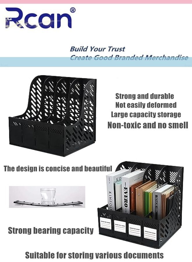 ركان رف ملفات قابل للفصل من 4 شبكات قابل للفصل بشريط بلاستيكي سميك صندوق ملفات مقسم متعدد الوظائف صندوق تخزين بيانات سطح المكتب ومقصورة تخزين مناسبة للمدرسة والمكتب والمنزل - Image 4