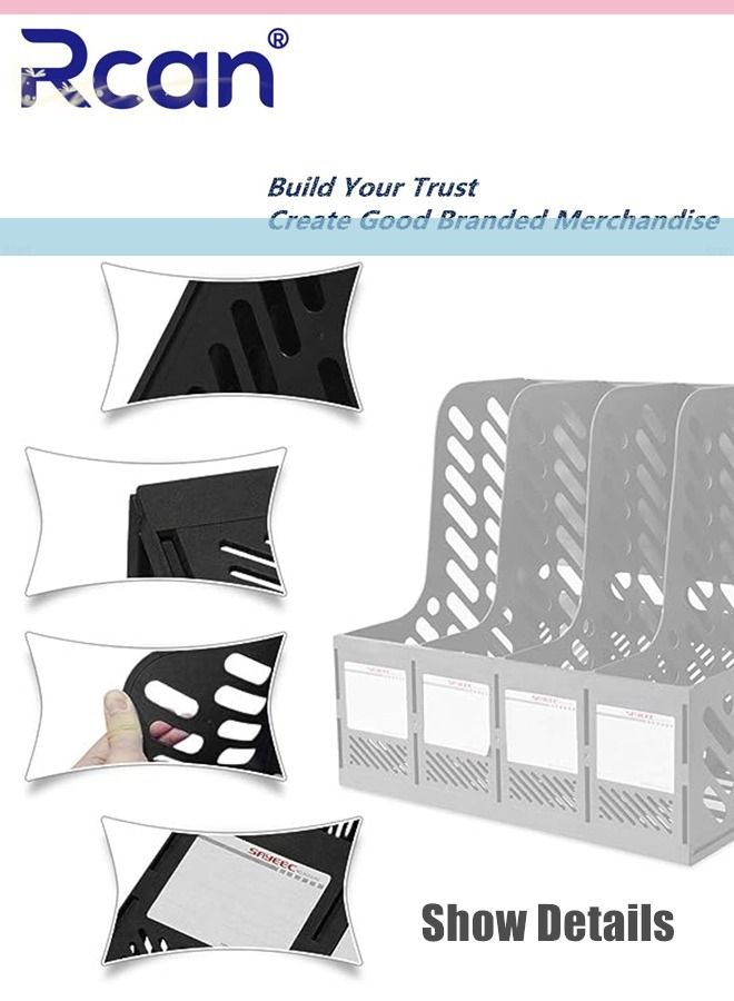 ركان رف ملفات قابل للفصل من 4 شبكات قابل للفصل بشريط بلاستيكي سميك صندوق ملفات مقسم متعدد الوظائف صندوق تخزين بيانات سطح المكتب ومقصورة تخزين مناسبة للمدرسة والمكتب والمنزل - Image 5