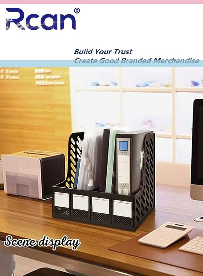 ركان رف ملفات قابل للفصل من 4 شبكات قابل للفصل بشريط بلاستيكي سميك صندوق ملفات مقسم متعدد الوظائف صندوق تخزين بيانات سطح المكتب ومقصورة تخزين مناسبة للمدرسة والمكتب والمنزل - Image 3