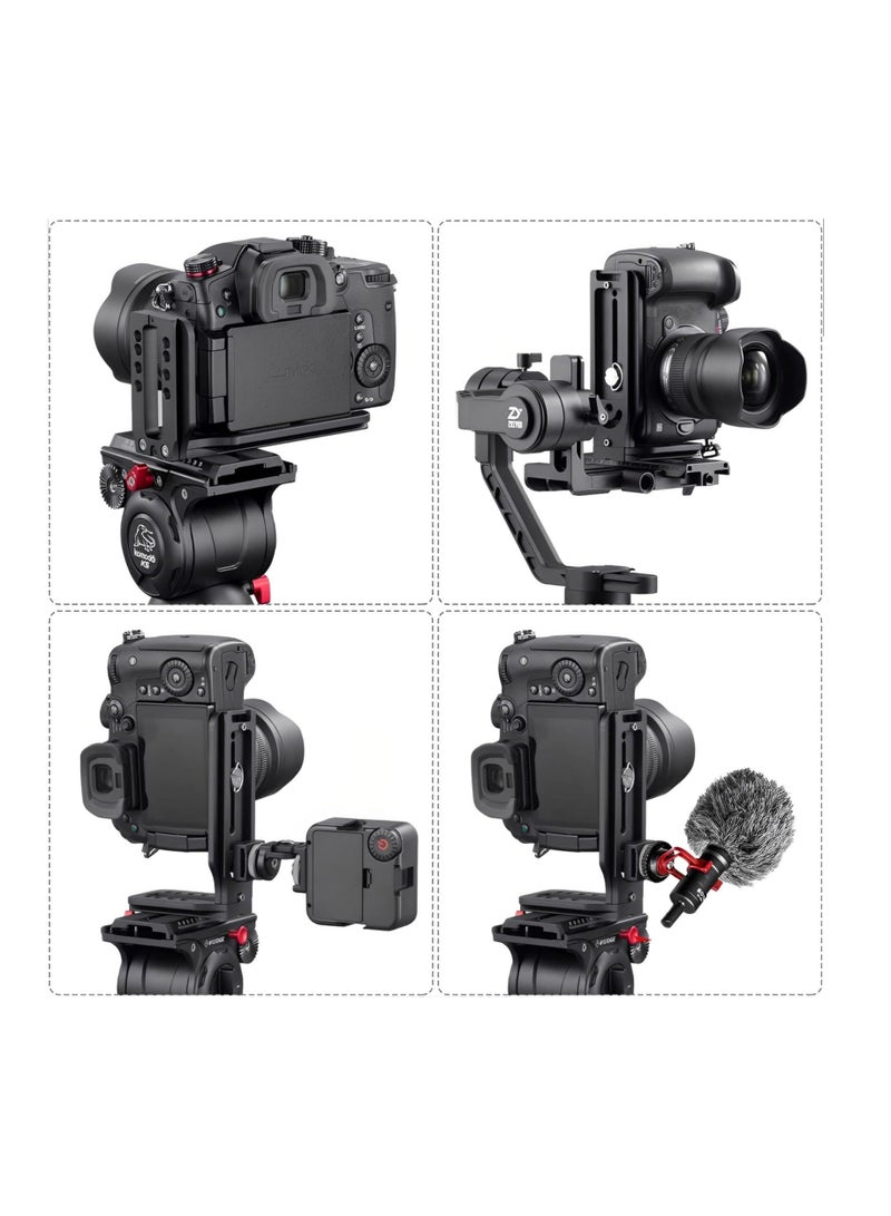 حامل كاميرا DSLR بشكل L للتحويل الرأسي والأفقي مع لوحة تحرير سريعة مع براغي ومفتاح، متوافق مع كاميرات كانون/نيكون/سوني/DJI أوزو ورونين وزييون، ثلاثي القوائم ومنصة أحادية (برتقالي) - Image 4