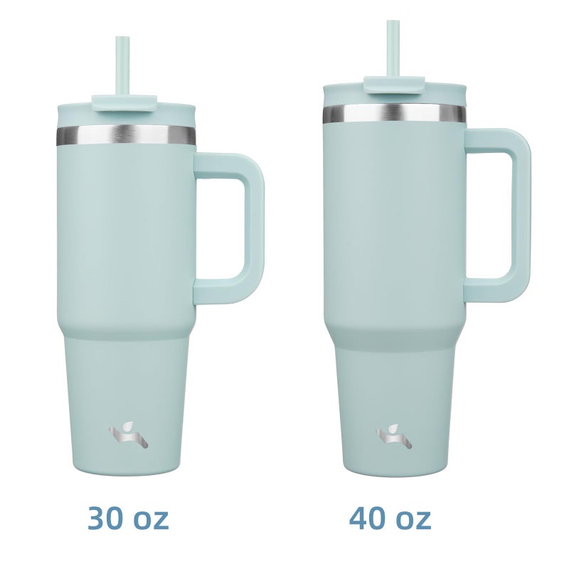 Konokyo 40 oz Tumbler with Handle and 2 Straws,2 in 1 Lid Insulated Water Bottle Stainless Steel Travel Coffee Mug,Blue Haze - Image 3