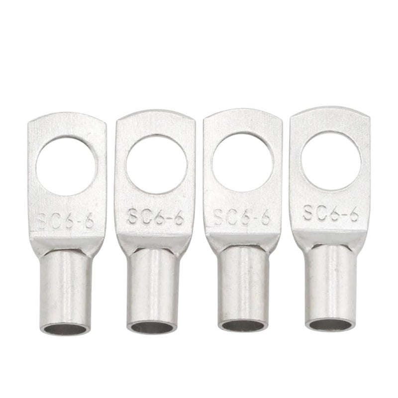 10Pcs 6 Gauge Tinned Red Copper Ferrule Terminals - 6 Gauge High Quality Electrical Connectors 6/6 ID 4mm Screw Hole 6mm - Image 1