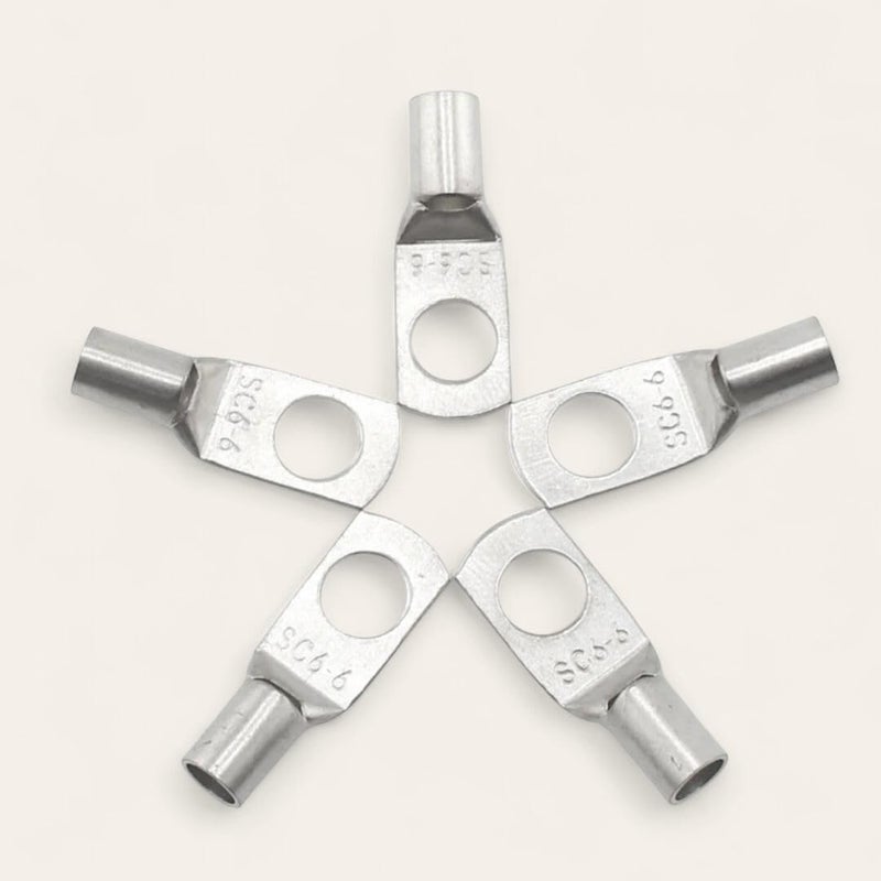 10Pcs 6 Gauge Tinned Red Copper Ferrule Terminals - 6 Gauge High Quality Electrical Connectors 6/6 ID 4mm Screw Hole 6mm - Image 2