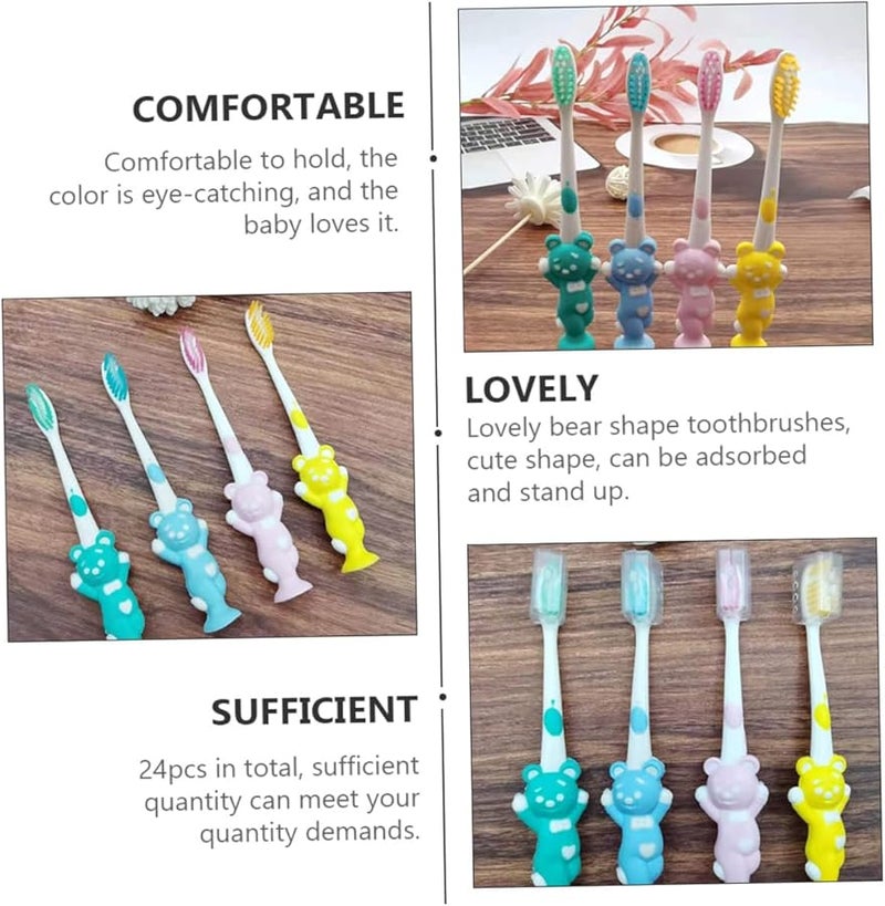 VALICLUD 24 Pack Bear Shaped Toothbrushes Soft Bristles For Kids Oral Care - Image 3