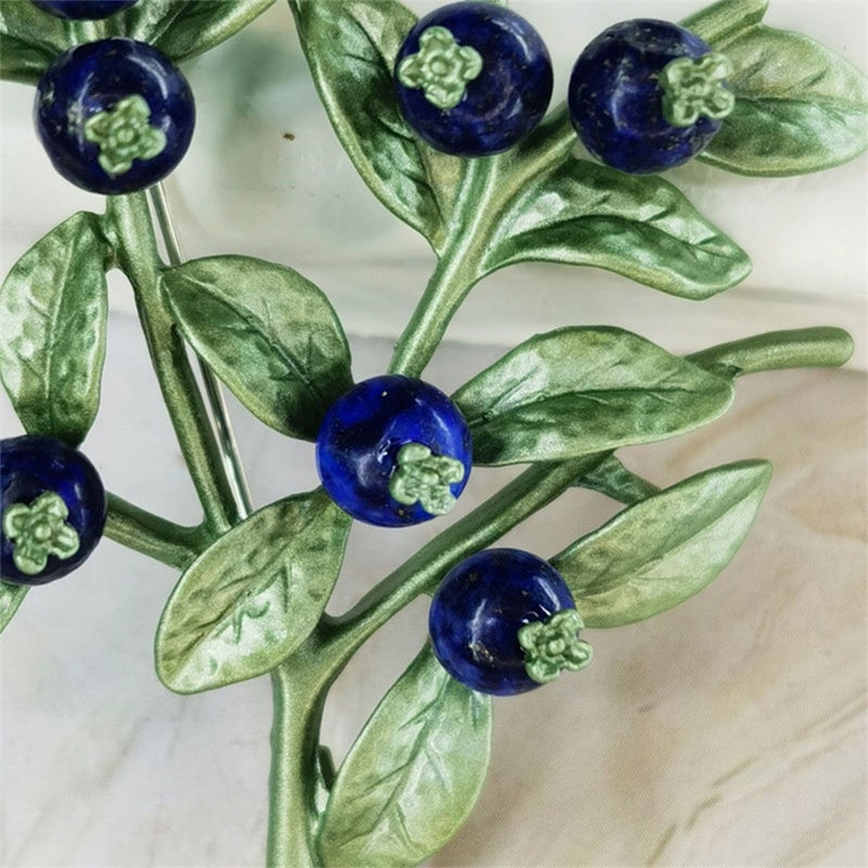 1Pc Women Retro Stoving Varnish Blueberry Branch Style Brooch Breastpin Collar Pin Wedding Party Accessory Jewelry (Green) - Image 5