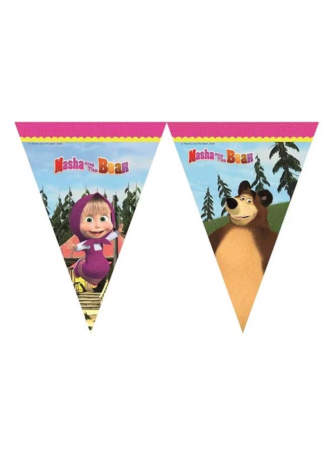 Procos Ciao Masha and the Bear Party Flags – Colorful Triangle Bunting Banner for Kids Birthday Decorations, Themed Parties and Outdoor Celebrations - Image 1