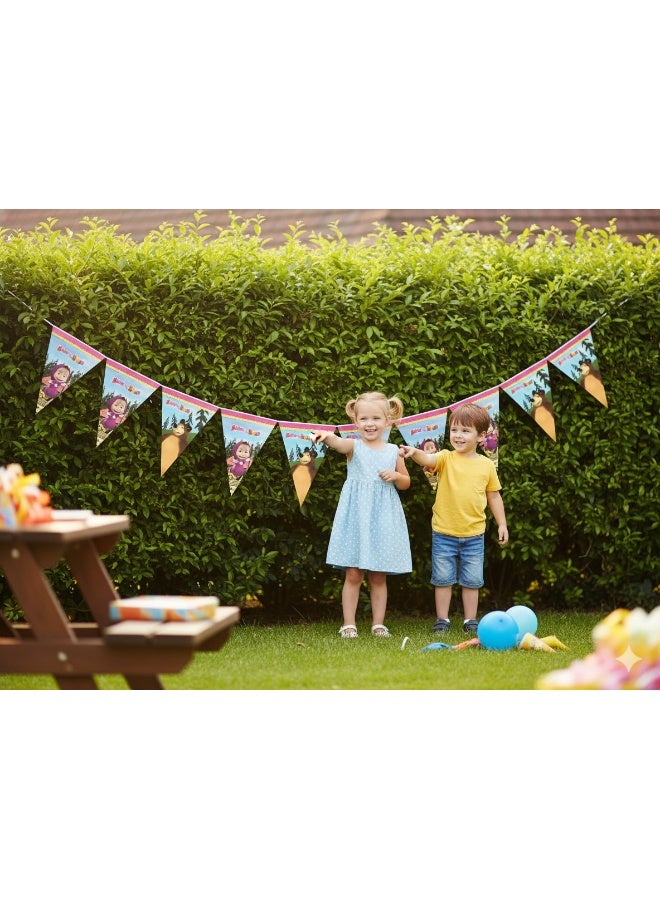 Procos Ciao Masha and the Bear Party Flags – Colorful Triangle Bunting Banner for Kids Birthday Decorations, Themed Parties and Outdoor Celebrations - Image 2