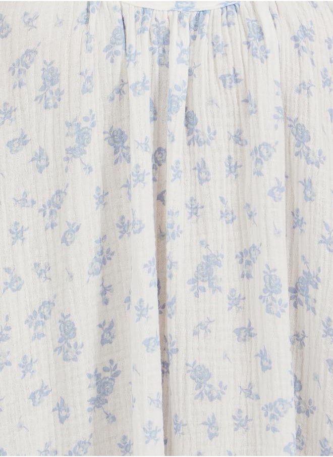 Styli Floral Print Ruffled Trim Cotton Slip Dress  - Image 3