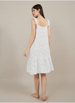 Styli Floral Print Ruffled Trim Cotton Slip Dress  - Image 4