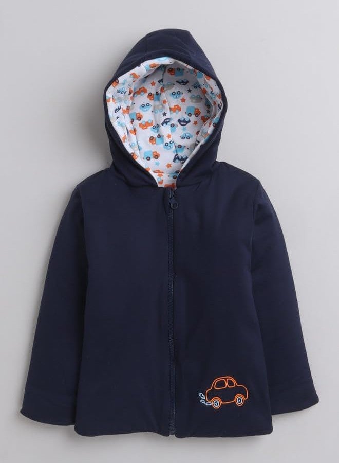 Magic Town Unisex Full Sleeves Reversible Hooded Winter Jacket Baby Boys And Girls (2-3 Years, Navy Blue) - Image 2