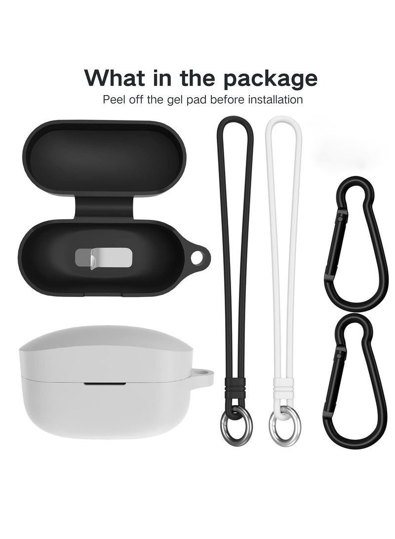 Headphone Cover for Sony WF-1000XM4 with Carabiner and Silicone Hand Strap All-Inclusive Protection Shockproof Anti-Slip Anti-Fingerprint 2-Pack (Black+White) - Image 2