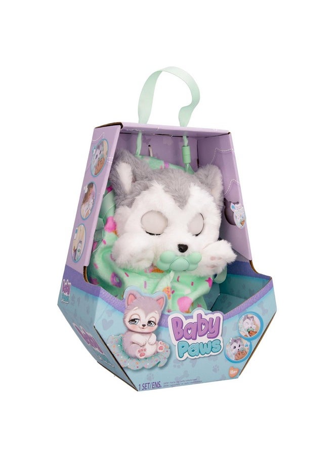 Baby Paws Baby Paws Siberian Husky Puppy Toy with Cute Swaddle Bag|Scan QR Code for More Interactive Roleplay,Pretend Play Toy|Make 5 Adorable Sounds Kids Toys for Ages 4+|Birthday Gift for Pet Lovers -22 cm  - Image 4