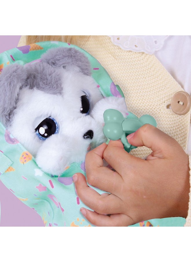 Baby Paws Baby Paws Siberian Husky Puppy Toy with Cute Swaddle Bag|Scan QR Code for More Interactive Roleplay,Pretend Play Toy|Make 5 Adorable Sounds Kids Toys for Ages 4+|Birthday Gift for Pet Lovers -22 cm  - Image 5