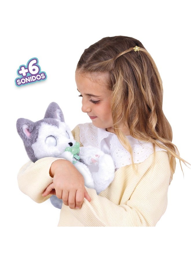 Baby Paws Baby Paws Siberian Husky Puppy Toy with Cute Swaddle Bag|Scan QR Code for More Interactive Roleplay,Pretend Play Toy|Make 5 Adorable Sounds Kids Toys for Ages 4+|Birthday Gift for Pet Lovers -22 cm  - Image 3