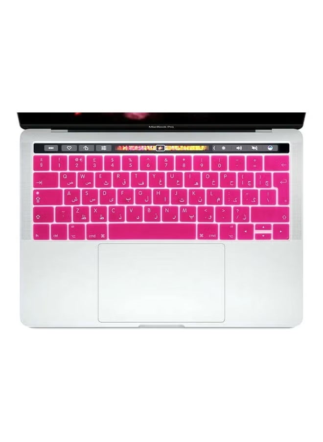 Ozone Arabic English Keyboard UK Layout Skin For Apple MacBook Pro 13-inch/15-inch With Touch Bar Hot Pink 