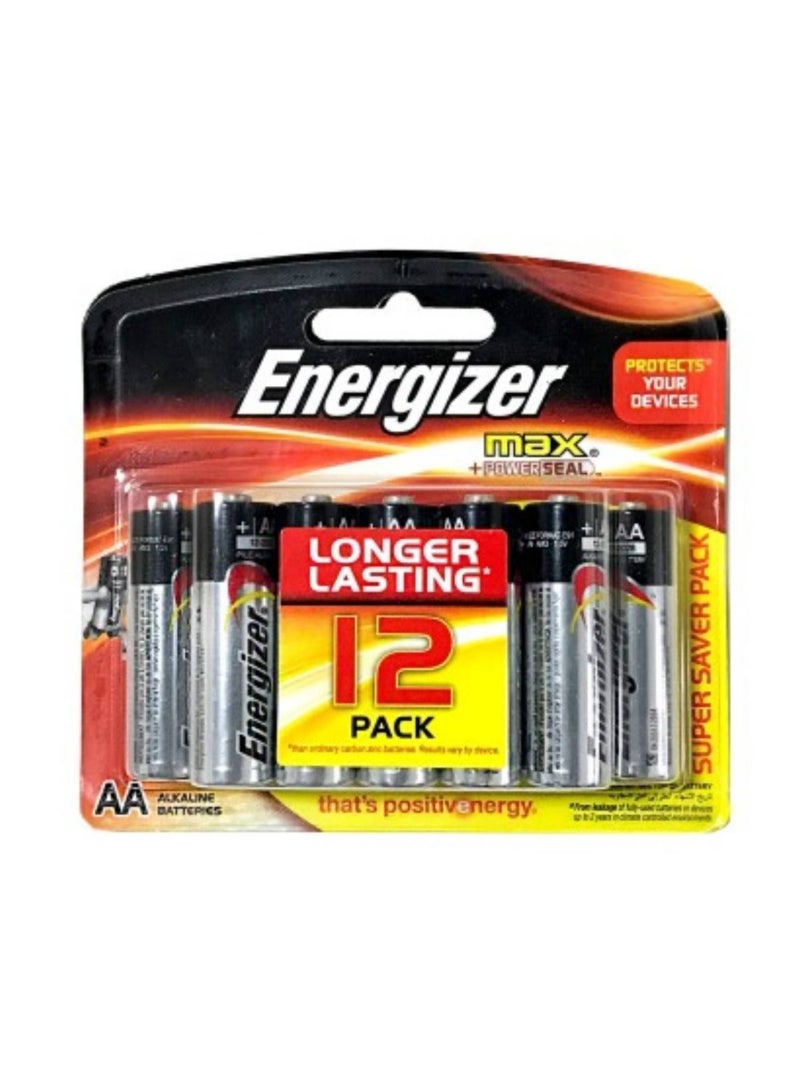 Energizer AA Max Alkaline Batteries E91 BP12
