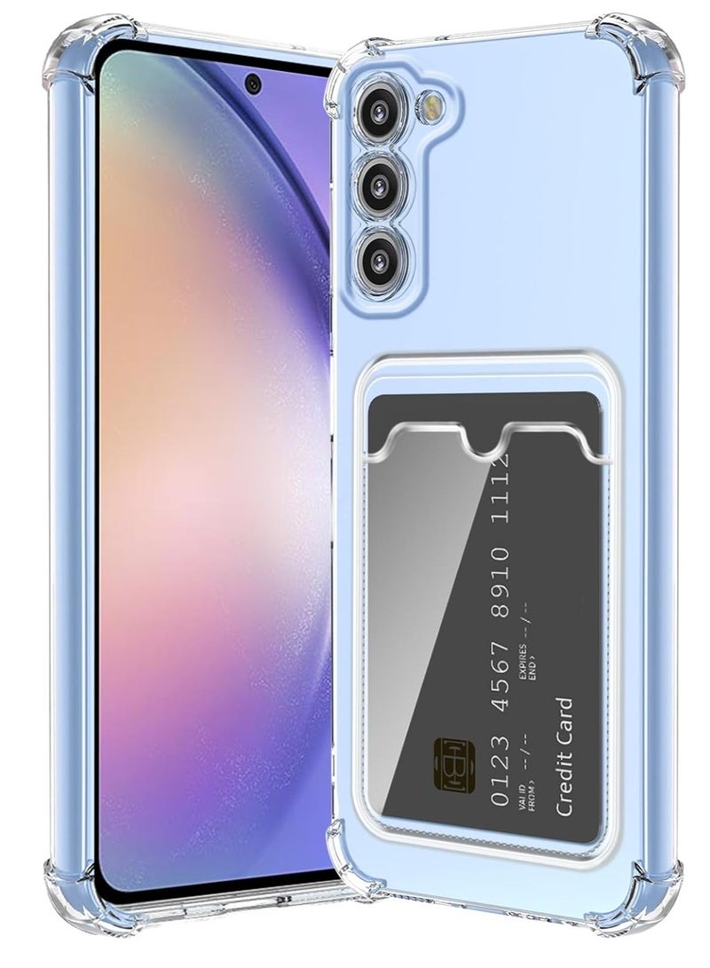 Samsung Galaxy A55 with Card Holder, Wallet Case with Card Slots Silicon TPU Transparent Ultra Slim Clear Soft Bumper Anti-Scratch Shockproof Cover Case - Image 1