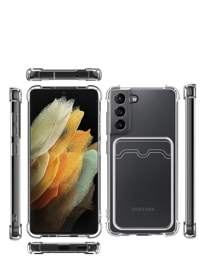 Samsung Galaxy A55 with Card Holder, Wallet Case with Card Slots Silicon TPU Transparent Ultra Slim Clear Soft Bumper Anti-Scratch Shockproof Cover Case - Image 2