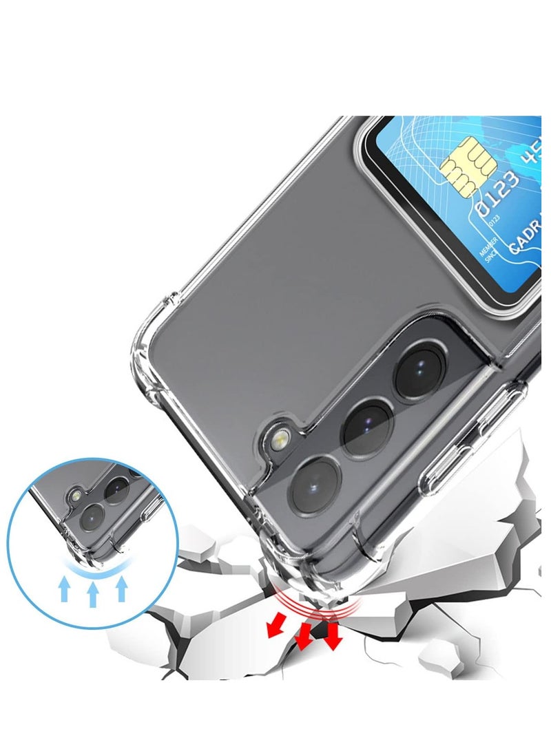 Samsung Galaxy A55 with Card Holder, Wallet Case with Card Slots Silicon TPU Transparent Ultra Slim Clear Soft Bumper Anti-Scratch Shockproof Cover Case - Image 4