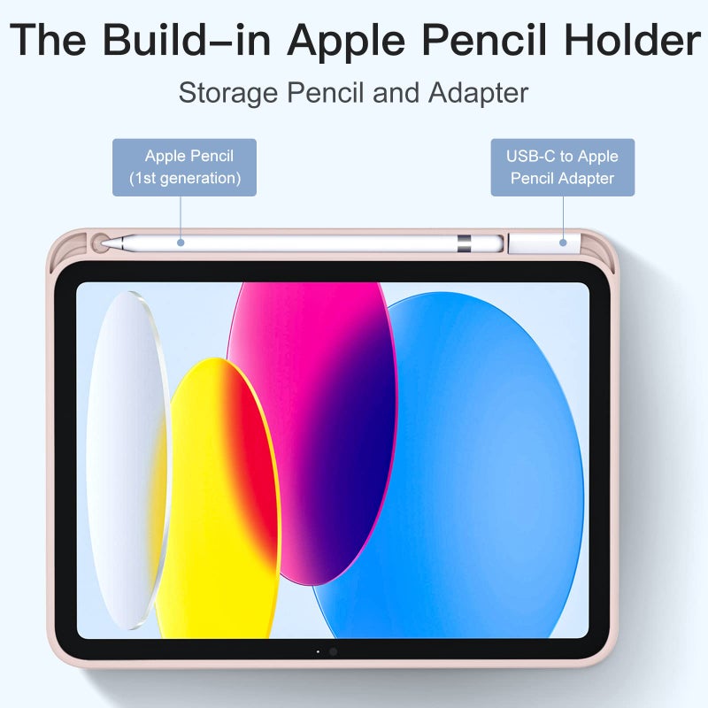 Akkerds Compatible with iPad (A16) 11th Generation Case 11 Inch 2025, for iPad 10th Generation Case 10.9 Inch 2022 with Pencil Holder, Slim Trifold Stand Protective Cover with Soft TPU Back, Rose Pink - Image 4